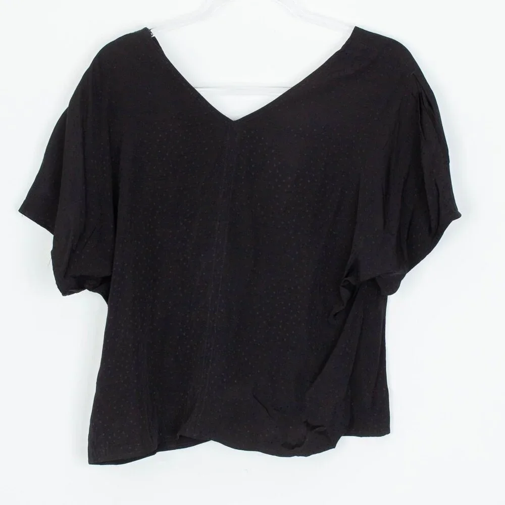 Madewell Womens Puff‎ Sleeve Top Floral Jacquard Size 14 Black Whimsigoth Witchy